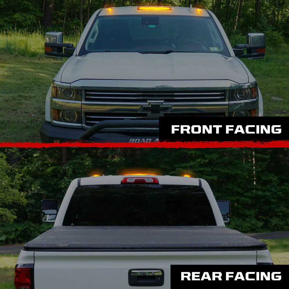 GMC & Chevy 15-19 Heavy-Duty 3 Piece Cab Roof Light Kit 2-Way Front & Rear Facing Ultra High-Power LEDs - Multiple Lens & Colors