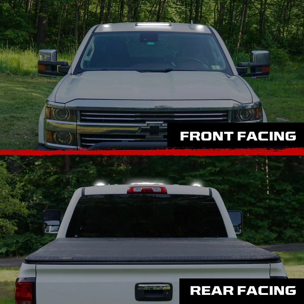 GMC & Chevy 15-19 Heavy-Duty 3 Piece Cab Roof Light Kit 2-Way Front & Rear Facing Ultra High-Power LEDs - Multiple Lens & Colors