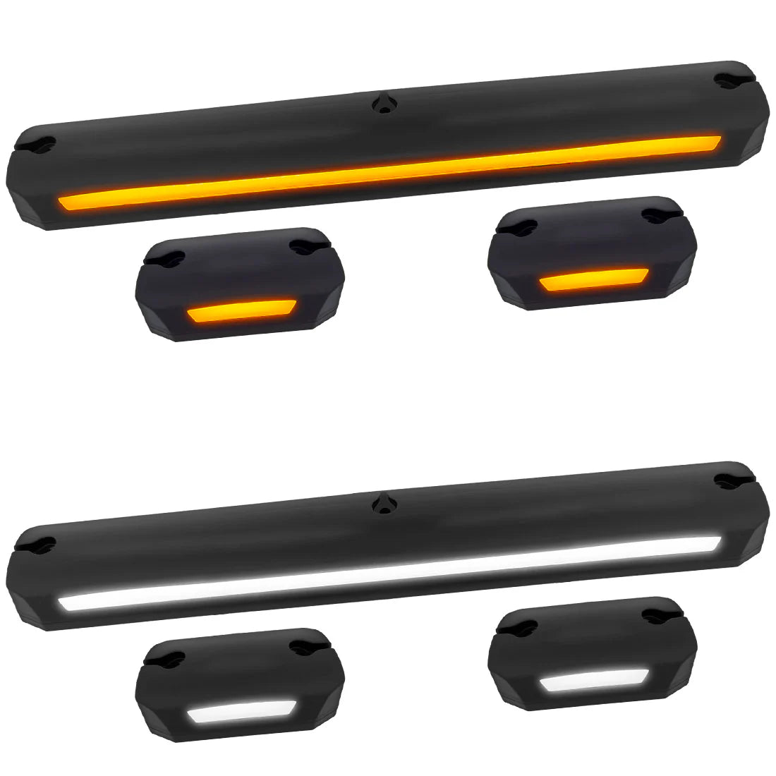 GMC & Chevy 07-14 Heavy-Duty 3-Piece Cab Roof Lights Kit Ultra-High Power Dual-Color (Amber or White) LED Function - Multiple Lens