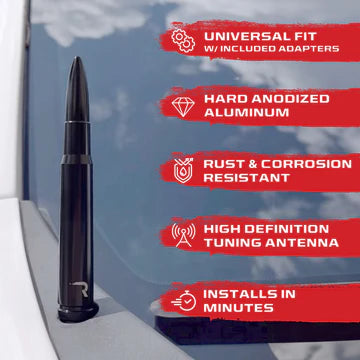 .50 Cal Bullet Antenna (Fits OEM Factory Threaded Antenna) Multiple Colors