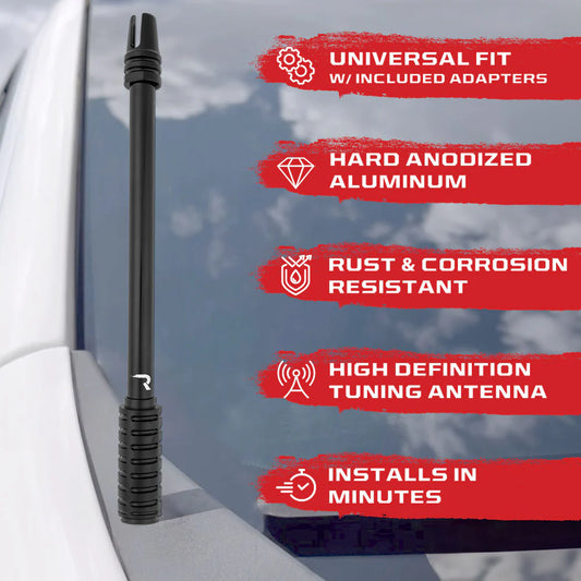 AR-15 Rifle Barrel 10" Aluminum Truck Antenna with 3-Pronged Threaded Flash Hider Barrel Tip (Antenna Fits OEM Factory Threaded Antenna Base) Multiple Colors