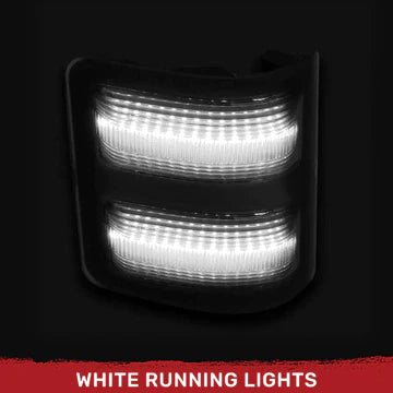Ford 08-16 Super Duty (F250, F350) Side Mirror LED Lights White Running Lights & Scanning Amber Turn Signals - Smoked Lens