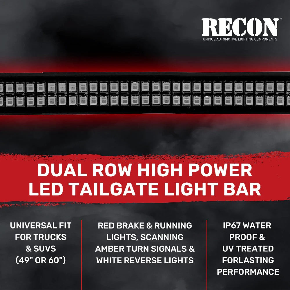 "Dual Row" Tailgate Bar High Power LED Scanning Amber Signals, Brake & Reverse Lights